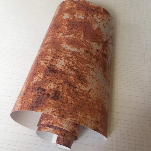 Miniatura 4 de Queenbox Rollo de vinilo para automóvil, 3.9 x 59.8 in, diseño de camuflaje oxidado, adhesivo brillante, calcomanía para el hogar, bricolaje, Óxido