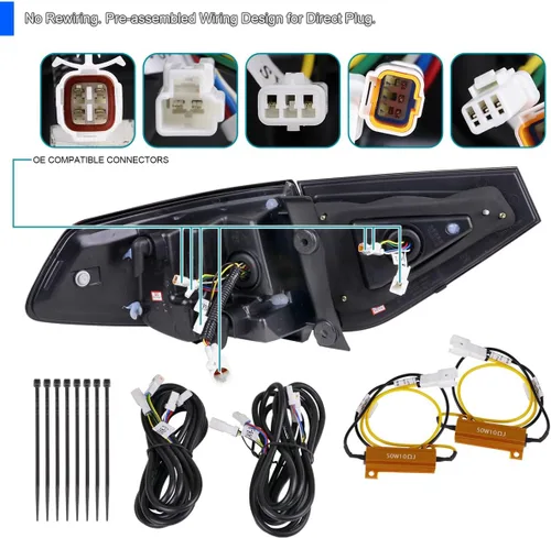 Miniatura 4 de SPEC-D TUNING Luces traseras secuenciales negras con barra LED roja compatible con Subaru Impreza WRX 2008-2014 Hatchback, conjunto de par izquierdo