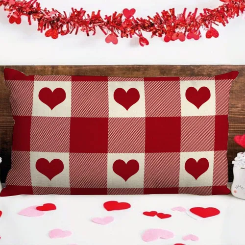Miniatura 4 de Fundas de almohada para el día de San Valentín de 12 x 20 pulgadas, regalos de cumpleaños, patrón de corazón, decoración para sofá, decoración