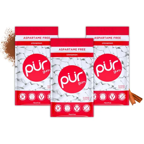 Miniatura 31 de PUR Gum Chicle sin Aspartamo 100% Xilitol Chicle con sabor natural a canela, 55 piezas (paquete de 1)