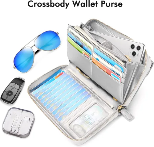 Miniatura 3 de nuoku Carteras para mujeres con ranuras para tarjetas de crédito con bloqueo RFID de gran capacidad