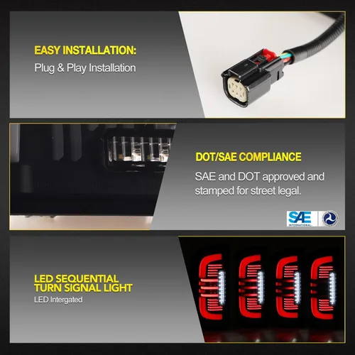 Miniatura 5 de Luces traseras para Chevy Colorado 2015-2022 - LED completo con señal de giro secuencial, luz trasera para Colorado 15-22 con lámparas de freno
