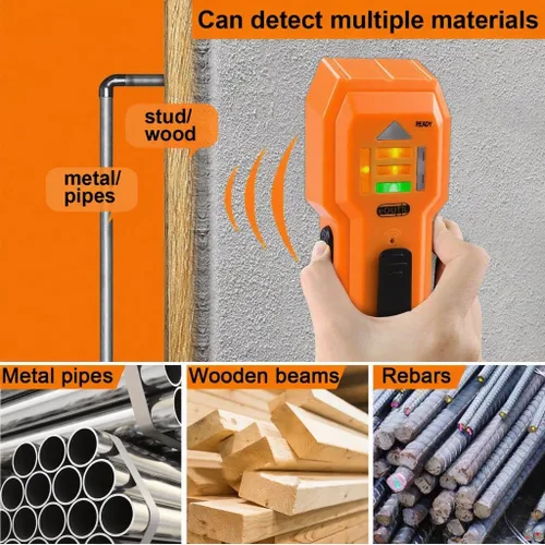 Miniatura 5 de Escáner de pared con buscador de pernos, sensor detector de madera y metales para pared de 3/4 de pulgada de grosor (ST102-naranja)