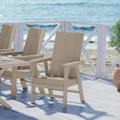 Miniatura 15 de WestinTrends Malibu Outdoor Patio HDPE Adirondack Silla de comedor para patio, color negro