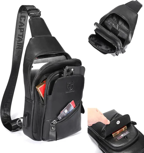 Miniatura 106 de LUKZIJAES Bolso bandolera de cuero genuino para hombre