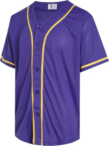 Miniatura 18 de Pullonsy Camiseta de béisbol en blanco para hombres y mujeres, camisas de manga corta con botones completos, hip hop, hipster, uniformes deportivos