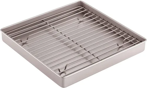 Miniatura 7 de CHEFMADE Bandeja para asar con rejilla, bandeja honda rectangular antiadherente de 13 pulgadas para hornear en horno-parrilla, 9" x 13" x 2.4
