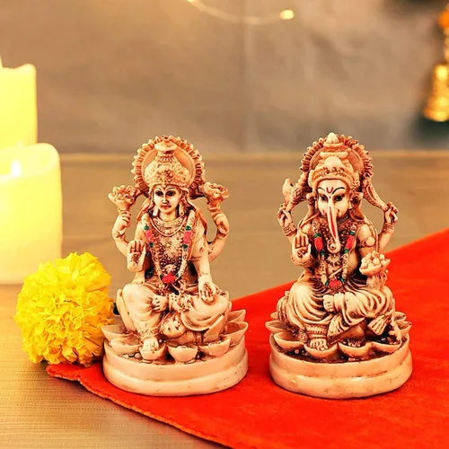 Miniatura 7 de TIED RIBBONS Ganesh Idol para el hogar de resina de 4.4 pulgadas Ganesh Murti para mandir del hogar, decoración de Pooja Ganpati Murti