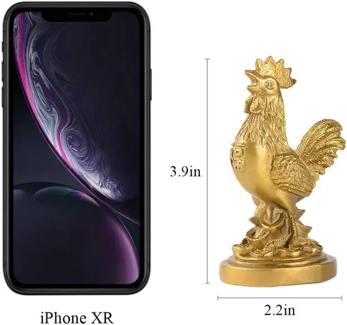 Miniatura 2 de BRASSTAR Estatua de Feng Shui de latón auspicioso gallo/pollo/gallo oficina en casa talismán decorativo figura de oro regalo para colección PTZY048