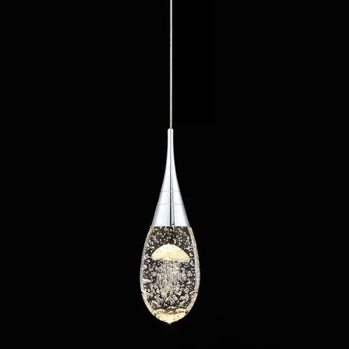 Miniatura 12 de JoollySun Mini lámpara colgante de cristal: 1 luz de lágrima regulable de 3 colores (3000 K-6000 K) colgante LED para isla de cocina baño - cromo