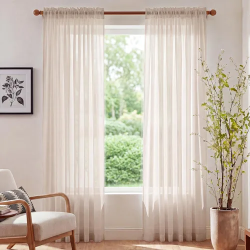 Miniatura 18 de NICETOWN Cortinas traslúcidas blancas de 63 pulgadas de largo para dormitorio, cortinas de gasa translúcida con bolsillo para barra, paneles
