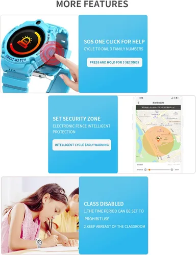 Miniatura 6 de PTHTECHUS Reloj inteligente 4G para niños, reloj inteligente con WiFi, diario, mensajes de voz y videollamadas, ubicación GPS, SOS, cámara