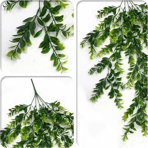Miniatura 6 de Vid colgante artificial, hojas verdes de hiedra sintética, cadena de plástico, follaje, ratán, sauce, plantas, guirnalda de hojas de vegetación