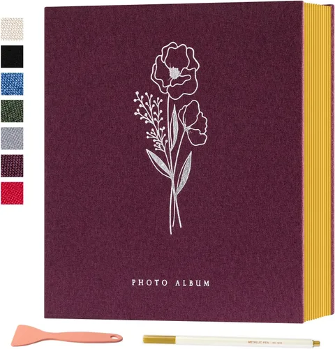 Lanpn - Álbum de fotos autoadhesivo para manualidades, 40 páginas, lino, álbumes de fotos adhesivos, páginas magnéticas y adhesivas DIY, para fotos
