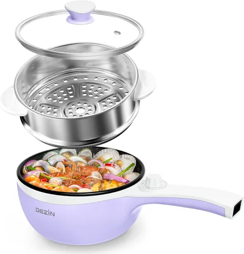 Miniatura 10 de Dezin Olla Caliente Eléctrica Mejorada, Sartén Antiadherente, Olla Eléctrica Rápida para Fideos, Olla Caliente Portátil Mini de 1.5L para Bistec
