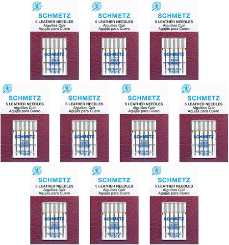 Miniatura 11 de SCHMETZ Agujas de cuero para máquina de coser – Suministros especiales resistentes, tamaño 110/18, tarjetas de 5 agujas, paquete de 1