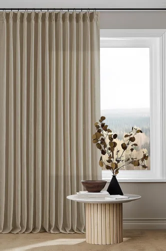 Miniatura 171 de Cortinas de lino natural con pliegues fruncidos de 120 pulgadas de largo para sala de estar, cortinas plisadas con ganchos y lengüeta trasera