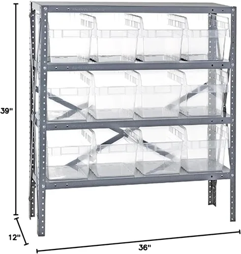 Miniatura 466 de Quantum QSBU-245BK Heavy Duty Shelving Unit with (7) Shelves and (24) QUS245 Black Bins for Garage Warehouse Storage Distribution 400 lb Load