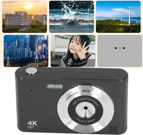 Miniatura 5 de Cámara digital, cámara de enfoque automático HD 4K para vlogging, cámara digital con zoom digital de 48 MP y 16X, cámara portátil compacta
