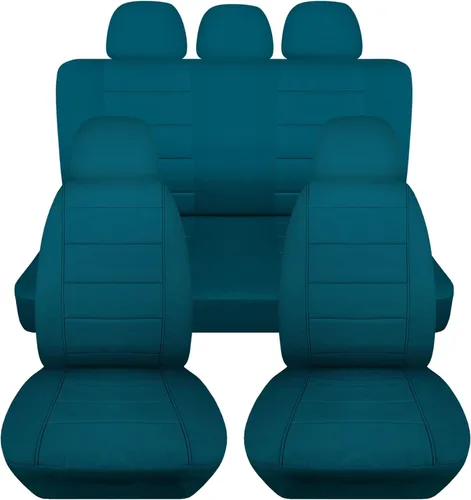 Miniatura 18 de Totally Covers Fundas de asiento de coche sólidas con 5 fundas (2 delanteras + 3 traseras) para reposacabezas: color negro, ajuste