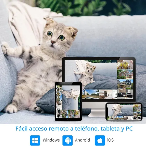 Miniatura 6 de Hiseeu - Sistema de cámaras de seguridad WiFi Pro, NVR 4K, 16 canales, 8 cámaras CCTV, 5 MP, para interior o exterior, visión nocturna, impermeable