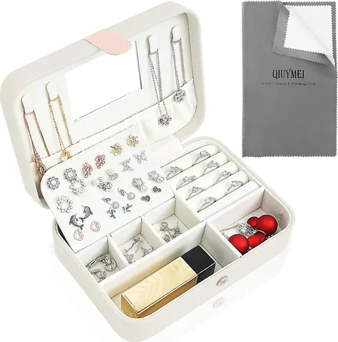 QIUYMEI Organizador de cajas de joyería de viaje Caja de joyería de viaje Caja organizadora de viaje Caja de joyería pequeña para mujer Caja