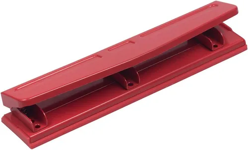 Miniatura 2 de JAM PAPER Perforadora de metal con 3 agujeros, color rojo, capacidad de 10 hojas, se vende individualmente