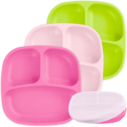 Miniatura 65 de Re-Play Platos para niños pequeños con divisores, 3 compartimentos de pared profunda, platos divididos para niños con 3 tapas, aptos