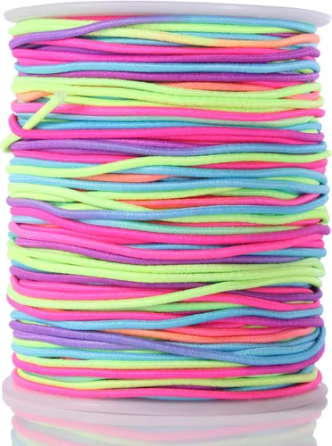 Miniatura 11 de KONMAY 3 rollos de cuerda elástica de goma de 1.5mm, 91 yardas de cuerdas elásticas mixtas para pulseras, collares, joyería y manualidades Mixto