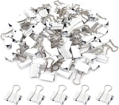 Mini Clips para Carpeta, Clip de Papel, Abrazaderas de Papel Pequeñas 15mm (5/8 pulgada), 100 Paquete de Clips de Oficina de Tamaño Micro para Blanco