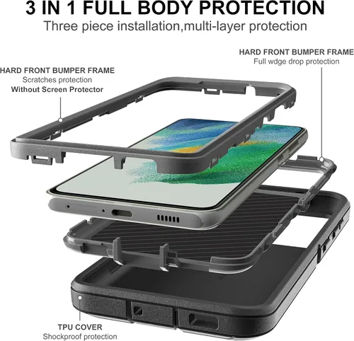 Miniatura 4 de Funda Samsung S21 FE 5G - Protección de cuerpo completo 3 en 1, película nano a prueba de explosiones [2 unidades], resistente a los golpes
