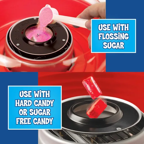 Miniatura 3 de Kool-Aid - Máquina de algodón de azúcar para niños con 2 conos reutilizables, 1 cuchara de azúcar y 1 cabezal extractor, color rojo