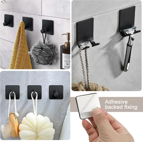 Miniatura 8 de Juego de 7 piezas de accesorios de baño, juego de estante de baño de acero inoxidable negro mate montado en pared, incluye barra para toallas de 16