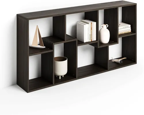 Miniatura 63 de Mobili Fiver, Iacopo XS Estantería con puertas de panel (63.31 x 31.5 pulgadas), color negro Ashwood, Made in Italy