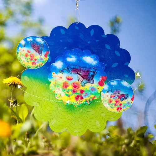 Miniatura 15 de Hilanderos de viento de metal de pavo real - Regalos para mujeres, mamá, abuela, esposa, hilandero de viento colgante para decoraciones