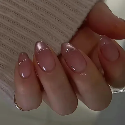 Miniatura 8 de Uñas postizas cortas a presión, uñas postizas de otoño con punta francesa, color marrón, cobertura completa, con diseños de remolinos marrones, uñas
