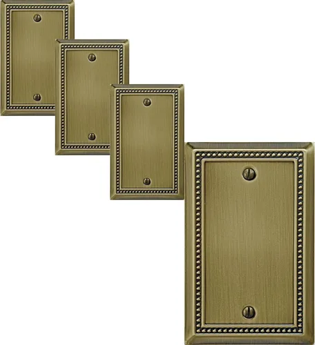 Miniatura 30 de OKAWYC Cubierta de Interruptor de Luz de Tomacorriente Dúplex Individual Belaire de Metal con Cuentas para Pared, Paquete de 4 Latón Antiguo 1 Gang