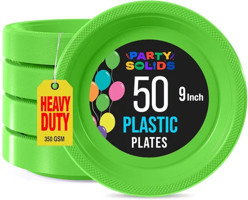 Miniatura 41 de Exquisite Party Solids - Platos de plástico naranja para suministros de fiesta, platos desechables de 10 pulgadas, 50 piezas, juego de vajilla