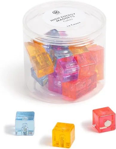 U Brands Imanes de cubo de neodimio, suministros de oficina, colores surtidos, 0.5, 24 unidades