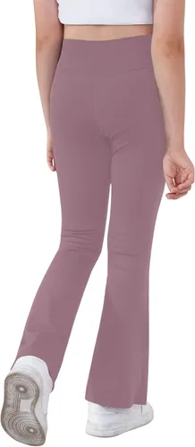 Miniatura 11 de Pantalones de yoga para niñas, cintura cruzada, pierna ancha, pantalones acampanados de entrenamiento de cintura alta