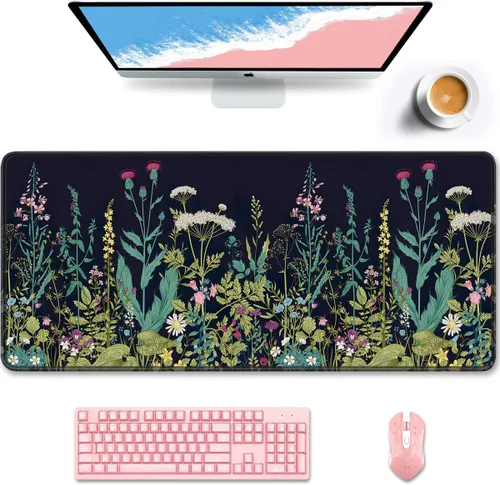 Miniatura 28 de Auhoahsil Alfombrilla grande para mouse, tamaño XXL, extendida de 35 x 15 pulgadas, base de goma antideslizante, bordes cosidos, superficie 03