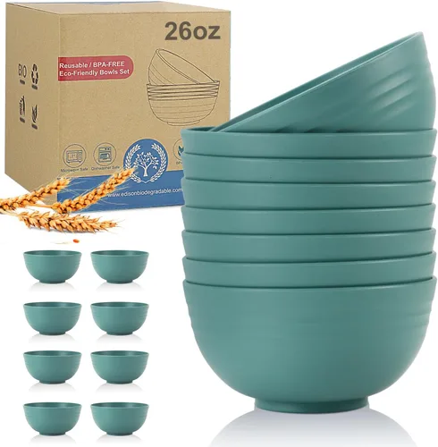 Miniatura 36 de Wrova Juego de 8 cuencos de paja de trigo para postre de 10 onzas, cuencos irrompibles para niños, mini cuencos para helado, aperitivos y frutas