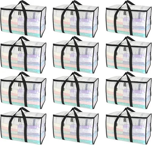 Miniatura 26 de BALEINE Paquete de 2 bolsas de mudanza de gran tamaño con asas reforzadas, bolsa de almacenamiento resistente para ropa, suministros de mudanza