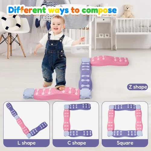 Miniatura 2 de Kids Balance Beam and Stepping Stones, 8 Pcs Toddler Balance Beam, Non-Slip Plastic Stepping Stones, Sensory Toys for Toddlers, Kids,Active Play for