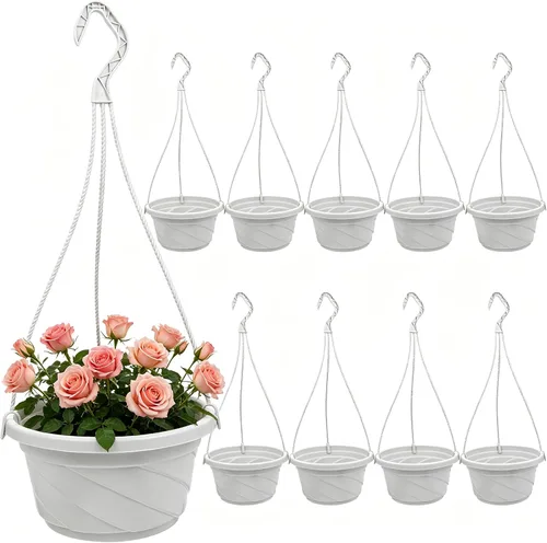 Miniatura 10 de Toddmomy Macetas colgantes de plástico, paquete de 10 macetas pequeñas colgantes con agujeros de drenaje para suculentas, balcón, decoración