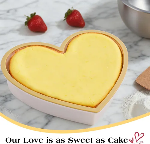Miniatura 9 de FUNBAKY Moldes de silicona con marco reforzado de metal en forma de corazón, 10 pulgadas, moldes antiadherentes para moldes para pasteles