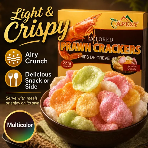 Miniatura 7 de Apexy - Galletas de gambas fritas de camarones crudos, galletas de camarones asiáticos multicolores, refrigerio crujiente de frito a hojaldre