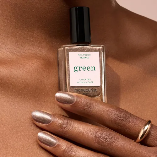 Miniatura 3 de Manucurist Esmalte de uñas verde de secado rápido, cuarzo (marrón brillante), sin 9 unidades, a base de plantas y vegano, no tóxico, clásico