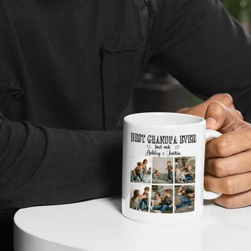Miniatura 6 de Taza de café con texto en inglés "Best Grandpa Ever", regalo para el día del padre, taza de café personalizada para abuelo, tazas blancas de 11 Taza