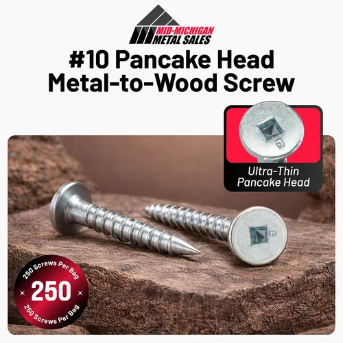 Miniatura 3 de Tornillos de metal a madera #10 x 1 de cabeza de panqueque - Sujetadores de punta afilada chapados en zinc - Tornillos de perfil bajo